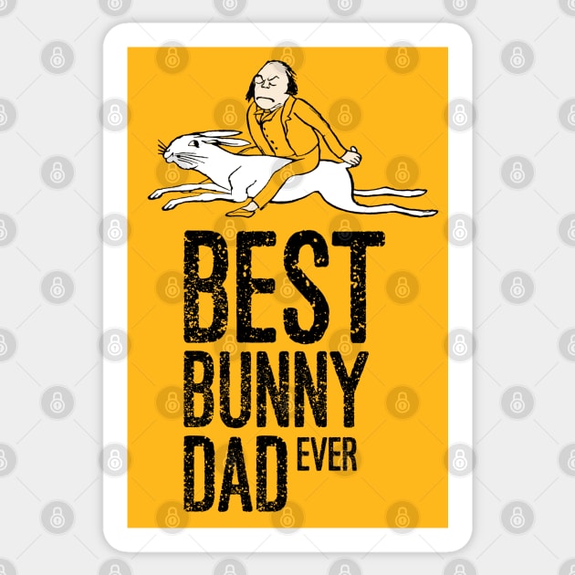 Best Bunny Dad Ever With Man Riding Rabbit Edward Lear Vintage Illustration Sticker by ZAZIZU